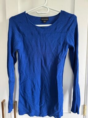 Metaphor Women's Royal Blue Ribbed Scoop Neck Sweater